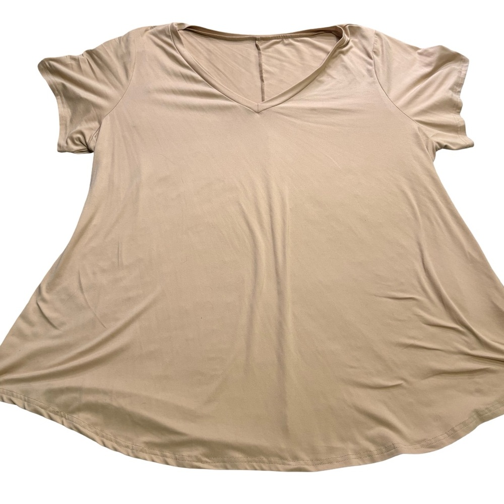 Women's Beige V-Neck Top